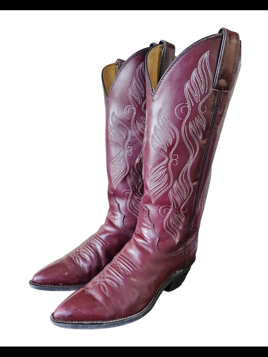 Justin Boots Shoes - Justin Rare Vintage Oxblood Brown Leather Cowboy Boots, Women's 7B